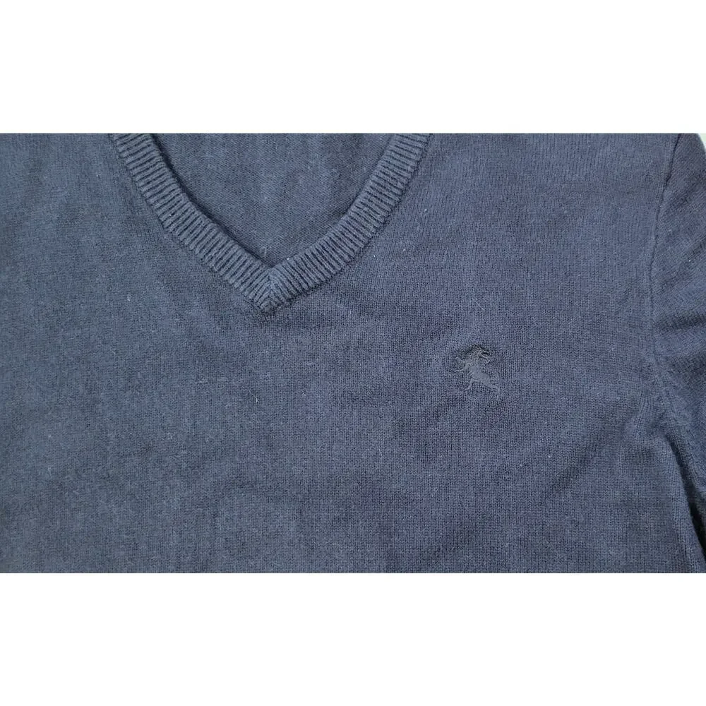 F5) Express Men Pullover V-Neck Navy Blue Sweater Large